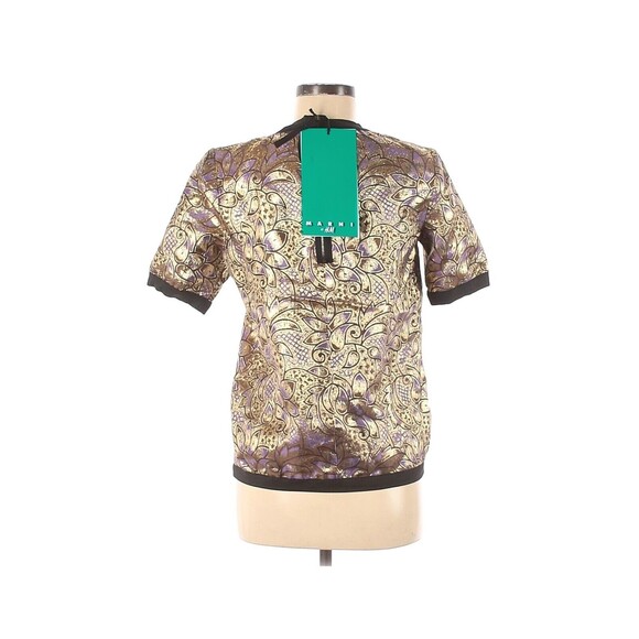 2012 MARNI at H&M Metallic Gold & Purple Jacquard Floral Top - US 6 - Picture 2 of 2